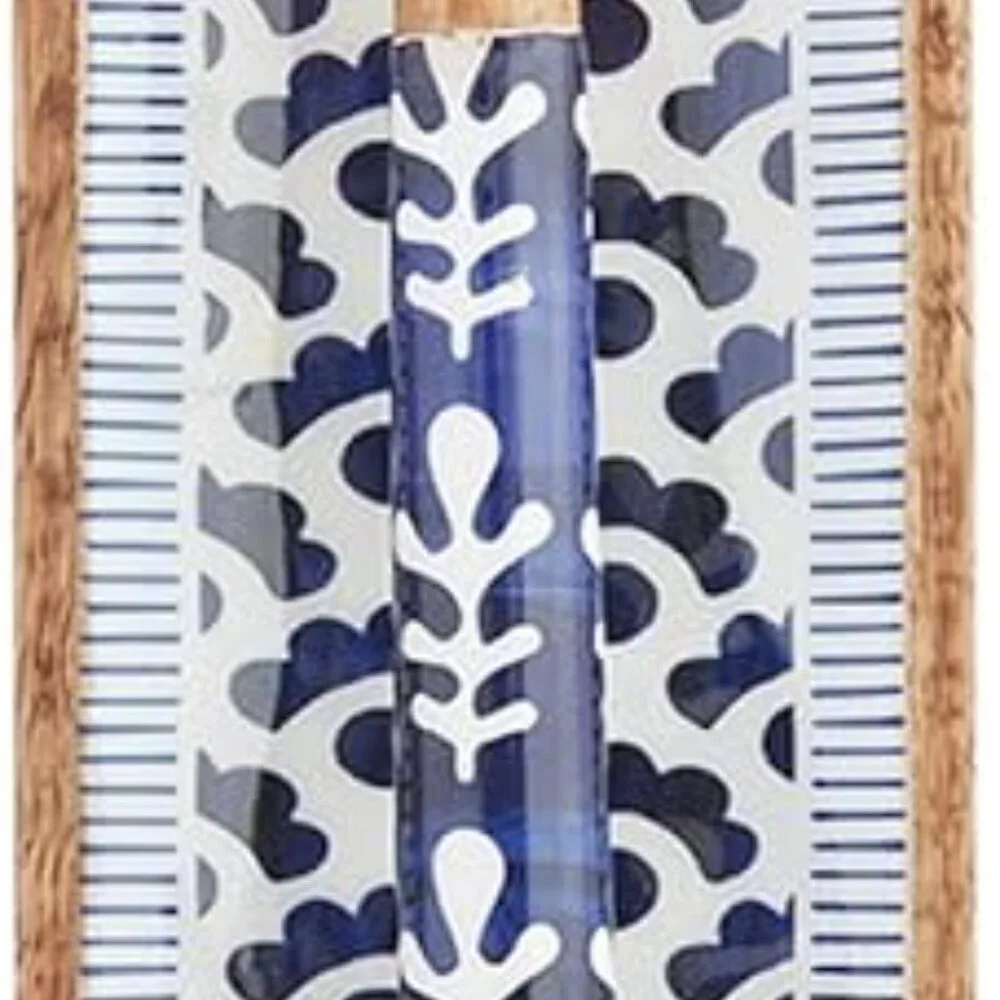 Mud Pie Blue Indigo Spoon Rest With Wooden Mango Spoon 2 Piece Set - Picture 4 of 4